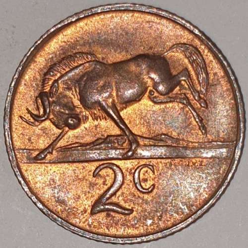 1968 ENG - 2 CENT COIN (TWO CENT COIN) - RSA - BRONZE - KM#66.2 - WILDEBEEST